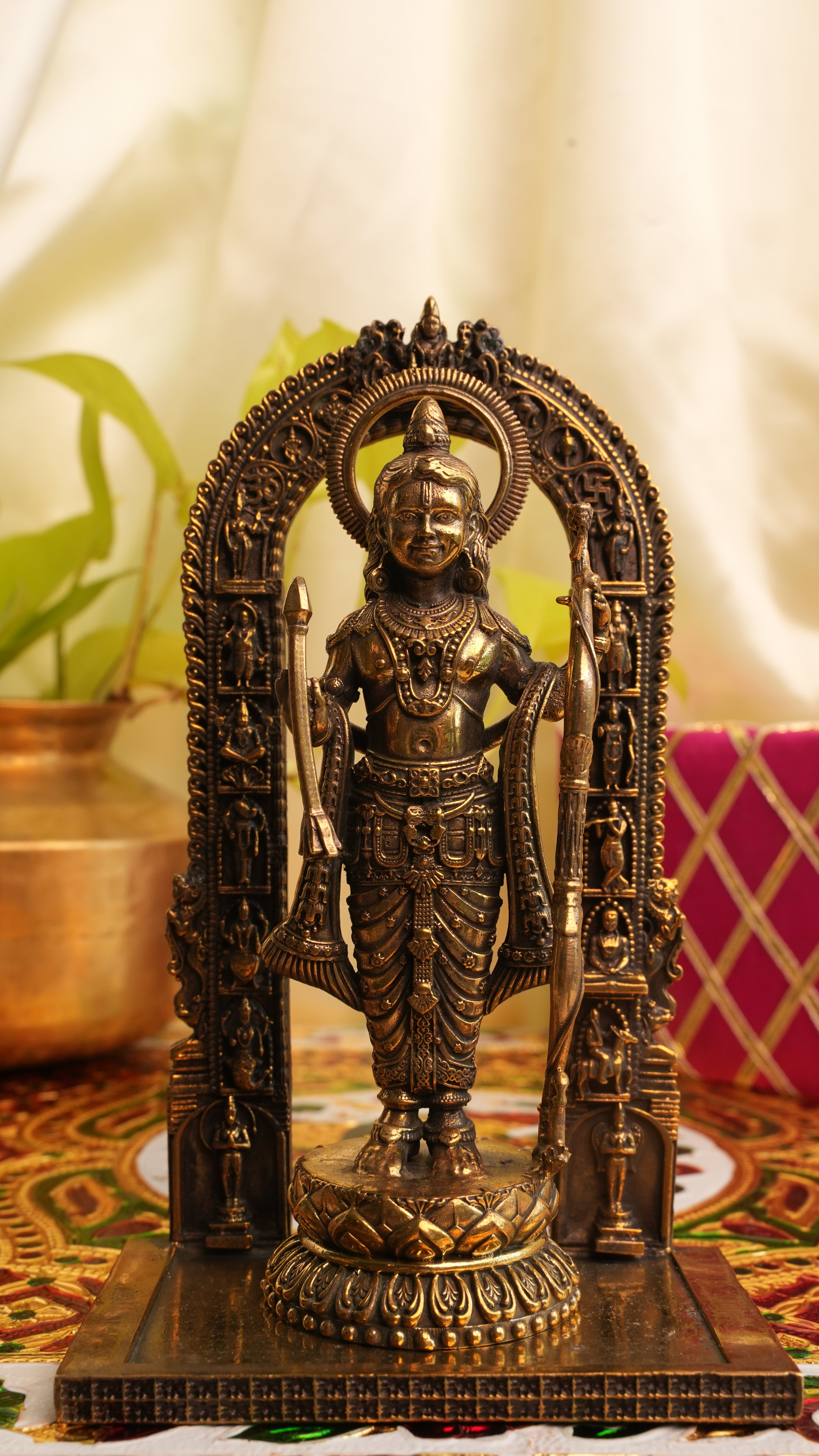 Divine Brass Ram Lalla Murti – 7-inch Idol Inspired by Ayodhya